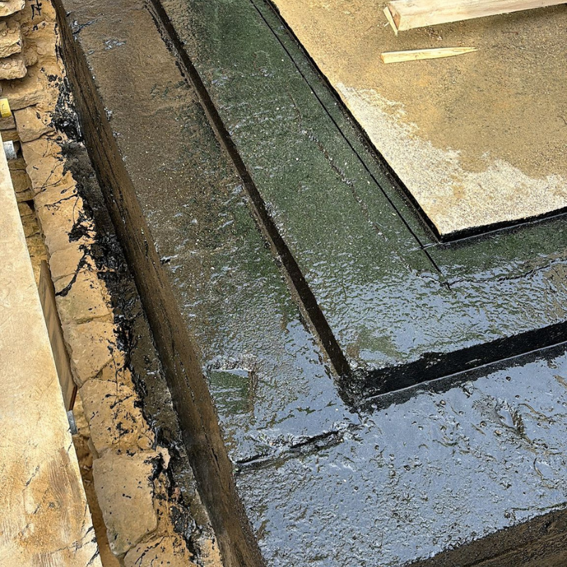 Concrete foundation beam construction for commercial project.