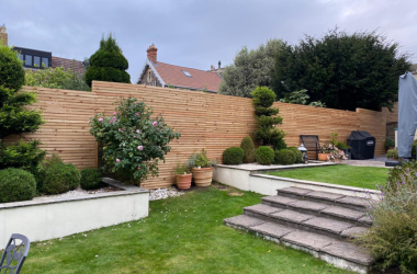 Contemporary timber garden fencing installed as part of a landscaping project in Bristol