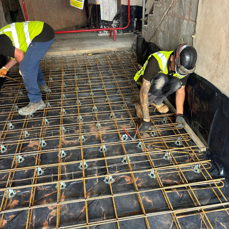 Reinforced concrete floor preparation completed by R12 Groundworks.